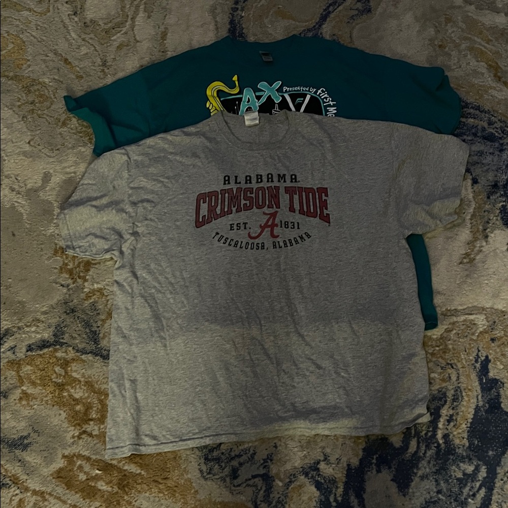 Teal Green and Gray Cotton Blend T-shirts